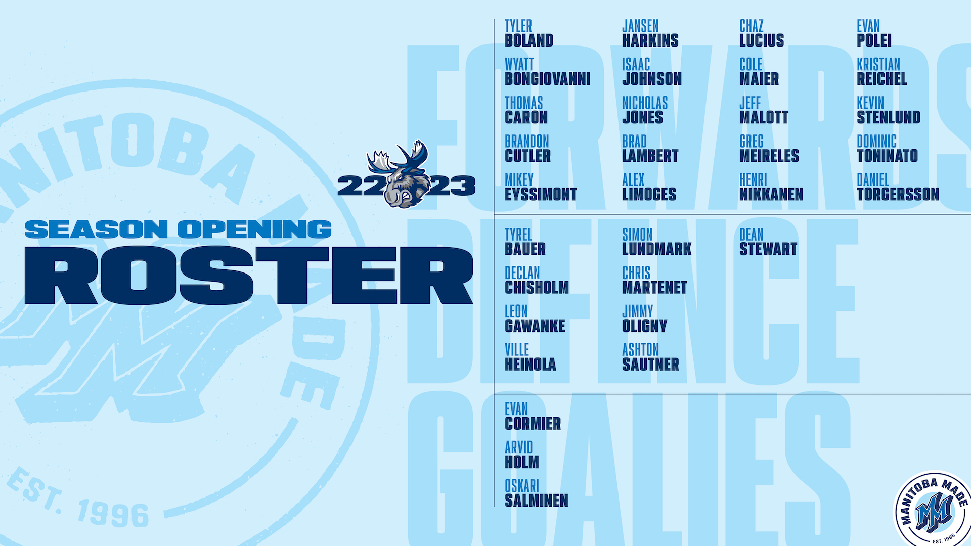 Moose Announce 2023-24 Opening Night Roster - Manitoba Moose